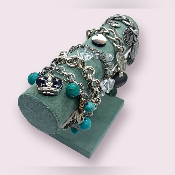 Retro Charm Bracelets Dangly Silver Jewelry Lot - Picture 10 of 11